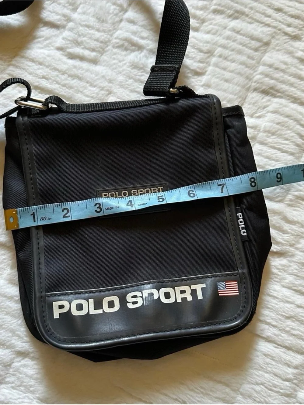Vintage Polo by Ralph Lauren Black Polo Sport Messenger Bag